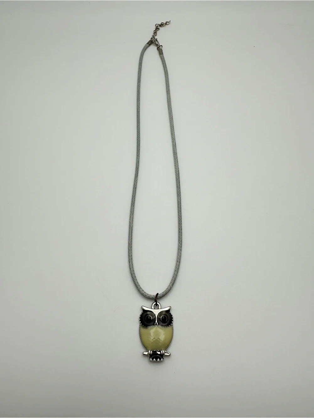 Owl Pendant Necklace in Pale Yellow